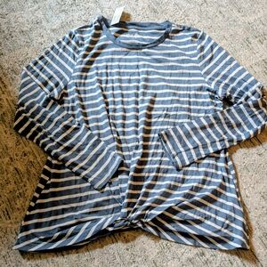 Striped Long Sleeve Tee - Blue and White